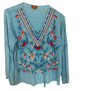 Embroidered Blue Women's Top